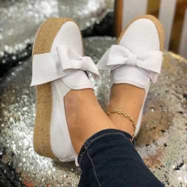 New Hemp Rope Sponge Cake With Thick Sole Bowknot Casual Women's Shoes—1