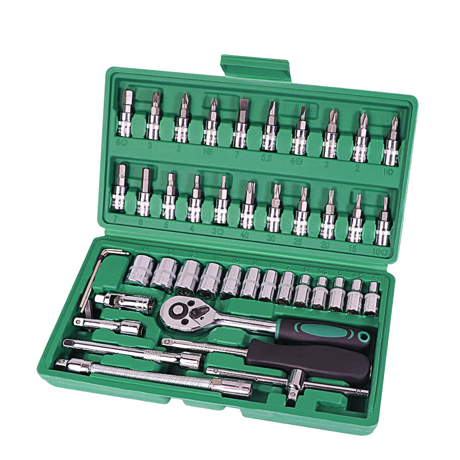 Car Repair Tool 46pcs Inch Socket Set Car Repair Tool Ratchet Torque Wrench Combo Tools Kit Auto