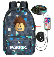 Printed LOGO Backpack Student School Bag USB Charging Backpack