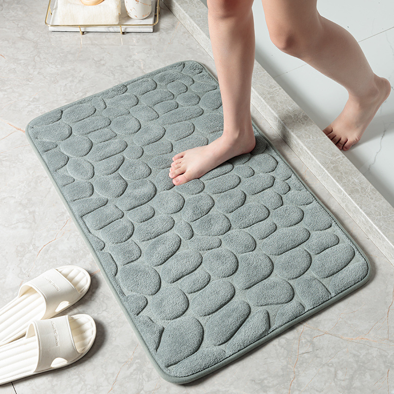 Pebble Bath Mat Bath Rug Non-slip Pebble Stone Bathroom Carpet Toilet Floor Mat Door Mat | Whiteflip