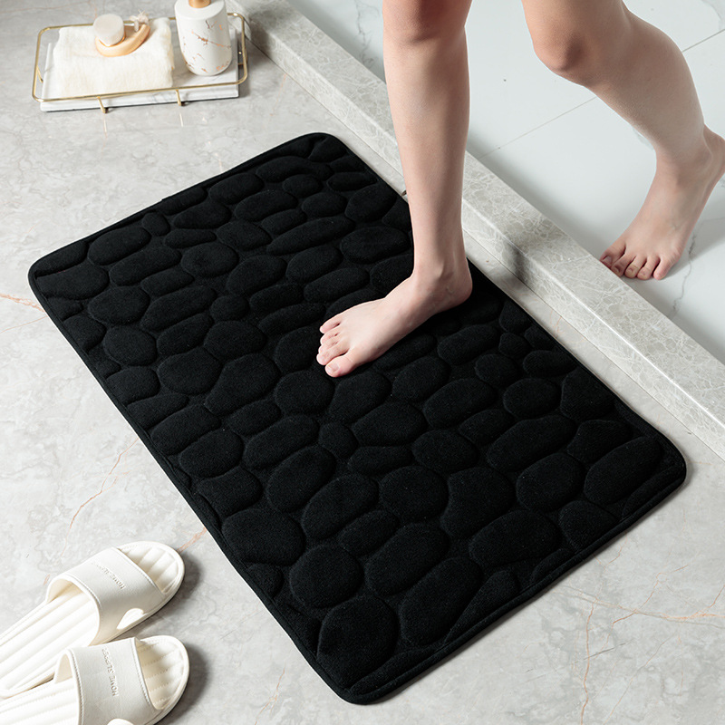 Pebble Bath Mat Bath Rug Non-slip Pebble Stone Bathroom Carpet Toilet Floor Mat Door Mat | Whiteflip
