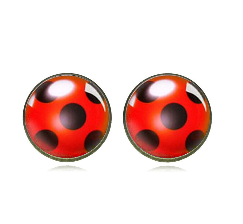 Red-Black Alloy Round Shaped Earrings