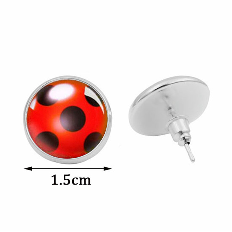 Red-Black Alloy Round Shaped Earrings