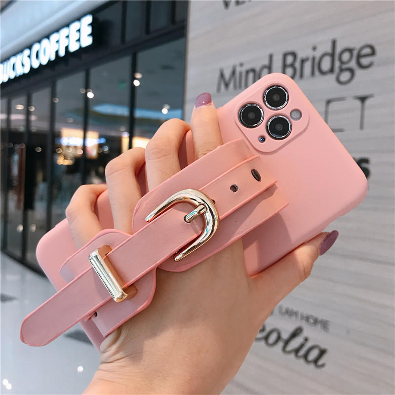 Personalized Huawei Leather Wristband Sand Powder Silicone Phone Case