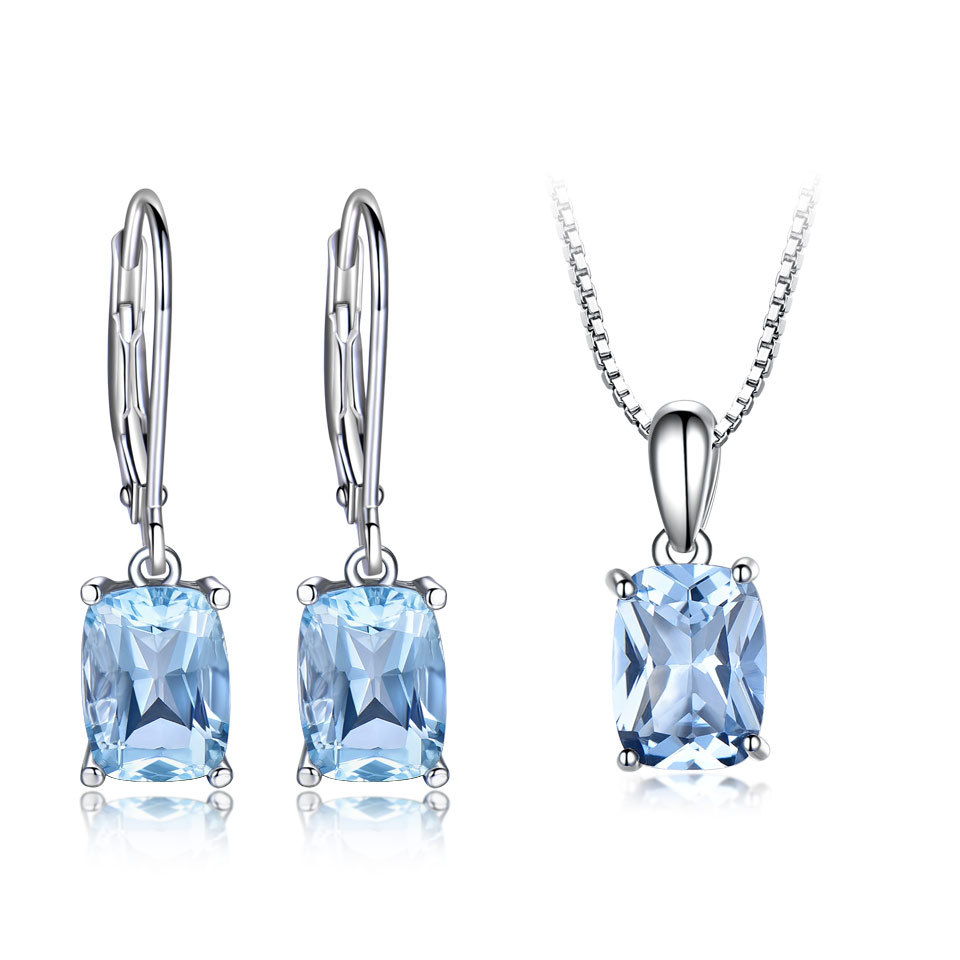 Grazia Jewelry Swiss Blue Topaz Earrings And Pendant Set