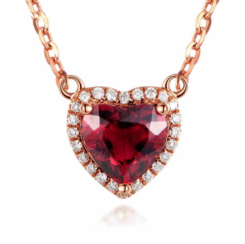 Fashion Heart Shaped Ruby Pendant Necklace - CJdropshipping