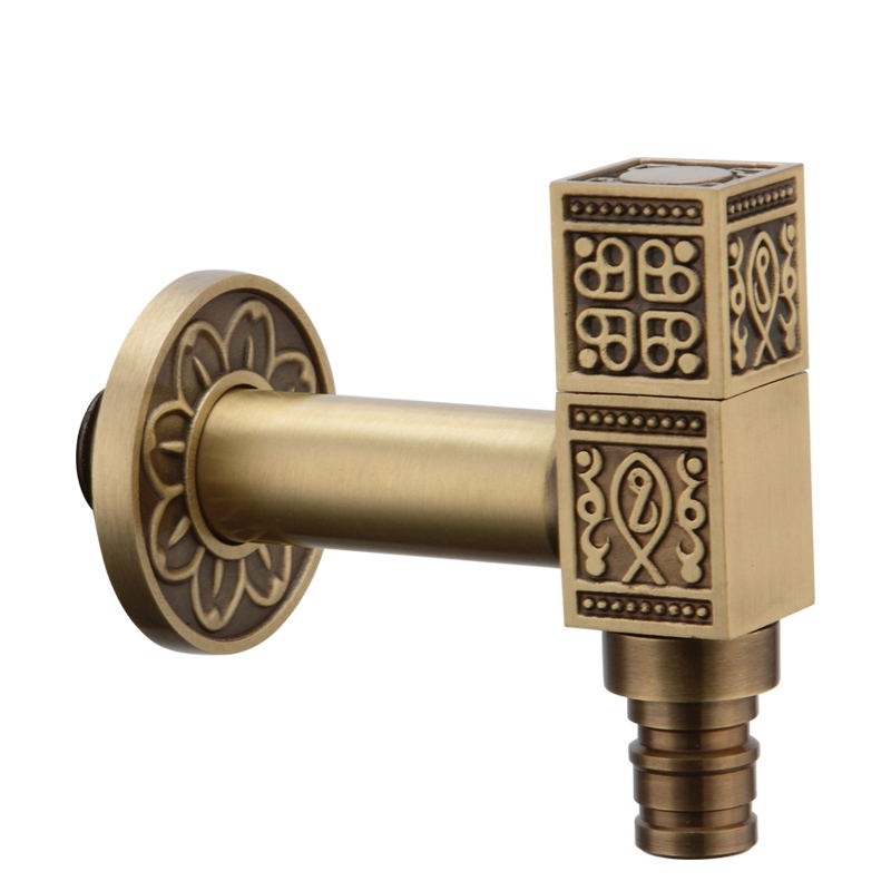 Antique Brass Carved Garden Faucet Faucet Outdoor Washing Machine Decorative Fau