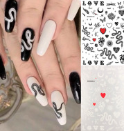 Nail Sticker Applique 3D Snake Sticker Nude Piece Black and White 2 Color Nail Sticker Ornament