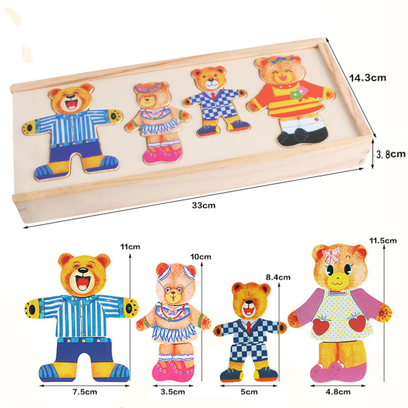 Bear Changing Clothes 2D Montessori Puzzle