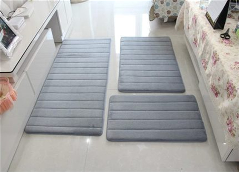 Floor Set Memory Foam 3 Piece Mat Bathroom Rug Bath Kitchen Mats Soft  Modern