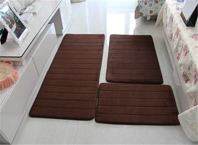 Floor Set Memory Foam 3 Piece Mat Bathroom Rug Bath Kitchen Mats Soft  Modern