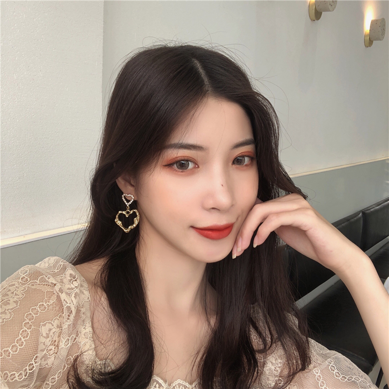 1615797301683 South Korea Dongdaemun Gold Heart Earrings