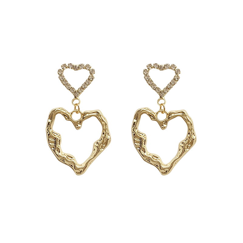 1615797301689 South Korea Dongdaemun Gold Heart Earrings