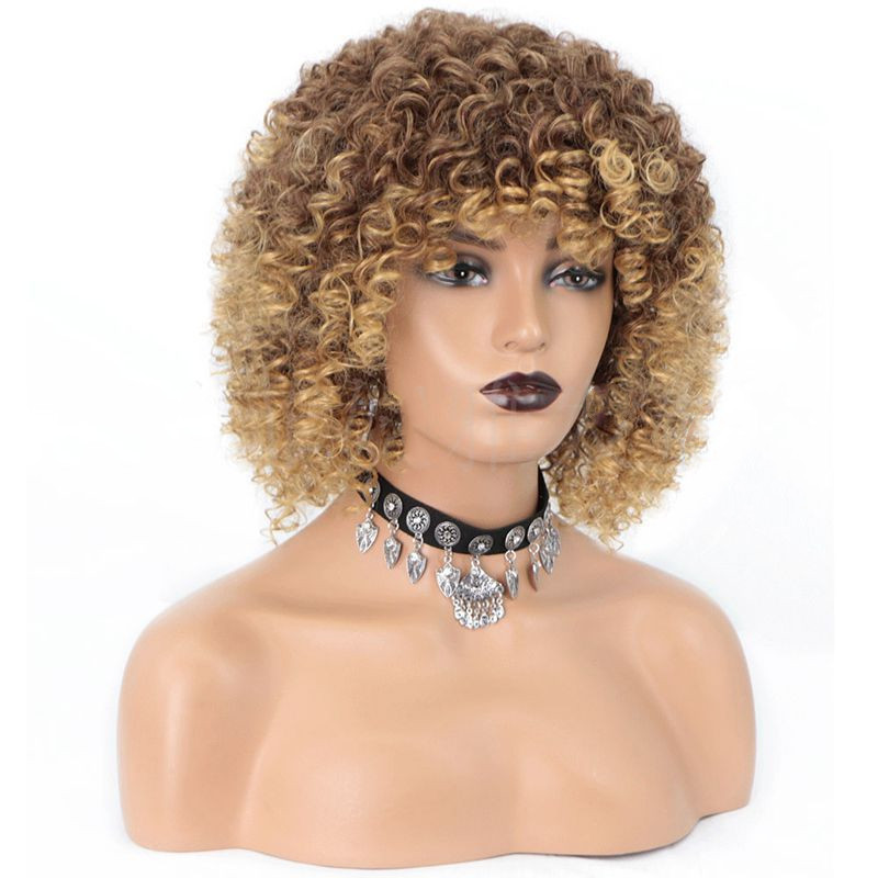 Afro Wigs For Black Women Short Kinky Curly Full Wigs Brown Mixed Blonde