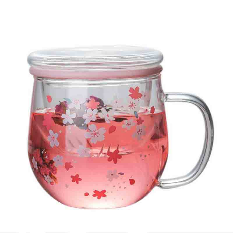 Cherry blossom glass infuser mug