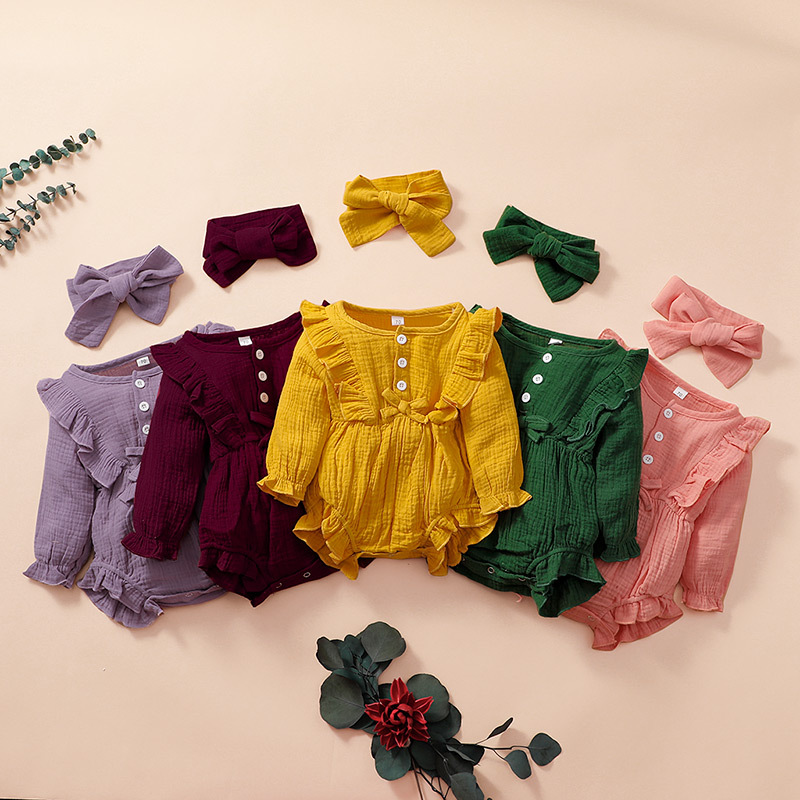 Children's Clothes, Baby Autumn Romper, Romper, Casual Solid Color One-Piece