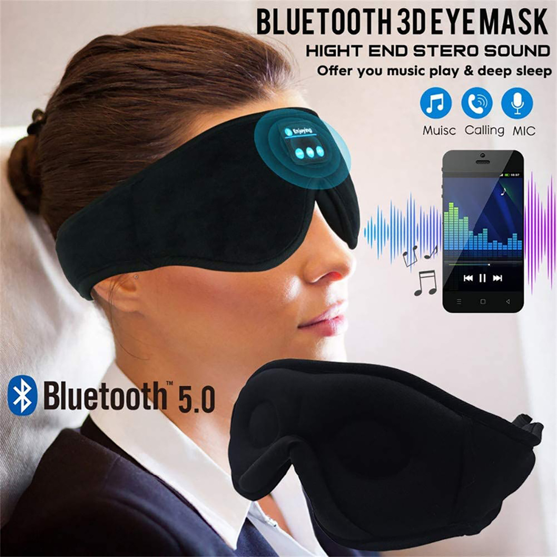 Wireless Call Stereo Music Blackout Sleep Eye Mask CJdropshipping