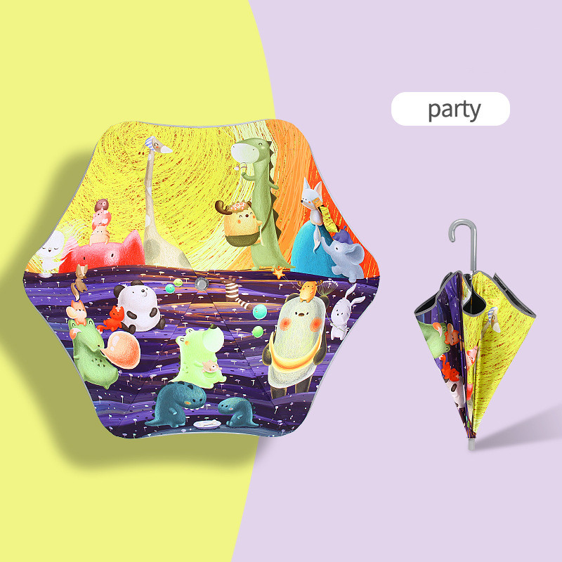 Children's Rounded Corner Umbrella Reflective Strip AntiClamp Hand