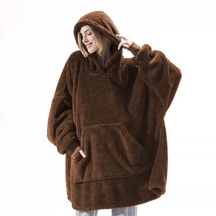 Fleece - Hoodie Sweatshirt With Big Pocket Tops Sweater Comfortable Loose Double-Sided Fleece Thicker Wearable Blanket