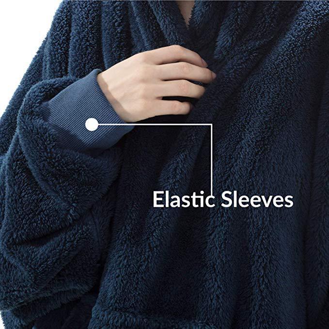 Coat - Hoodie Sweatshirt With Big Pocket Tops Sweater Comfortable Loose Double-Sided Fleece Thicker Wearable Blanket