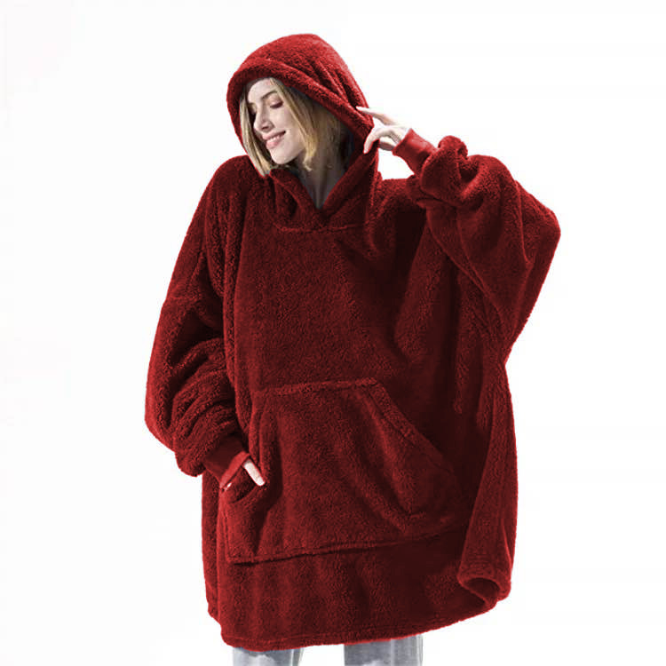 Hoodie - Hoodie Sweatshirt With Big Pocket Tops Sweater Comfortable Loose Double-Sided Fleece Thicker Wearable Blanket