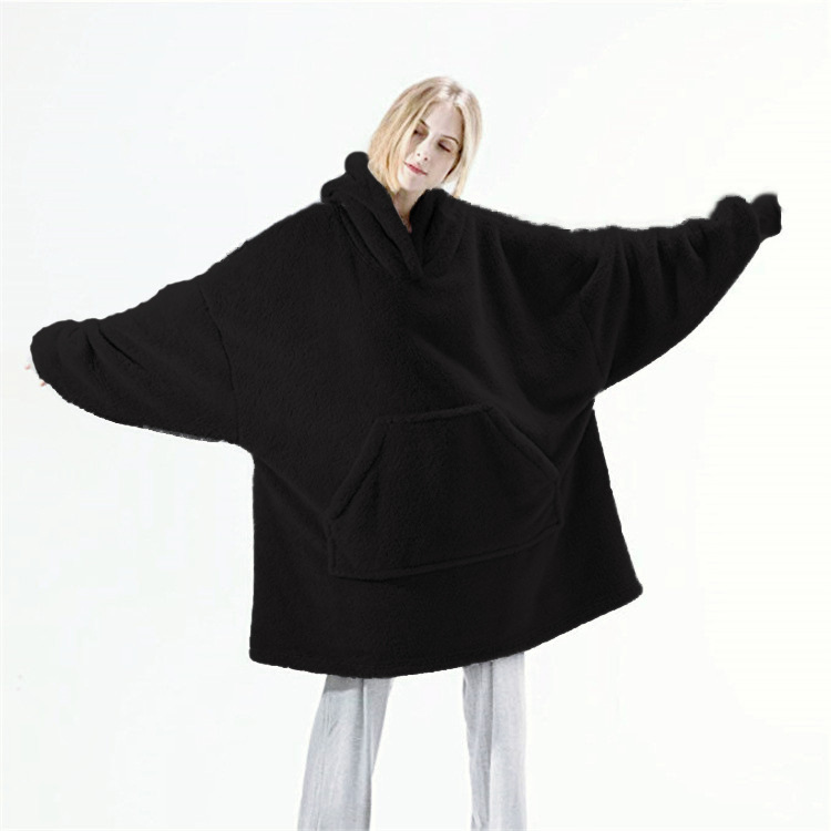 Fleece - Hoodie Sweatshirt With Big Pocket Tops Sweater Comfortable Loose Double-Sided Fleece Thicker Wearable Blanket