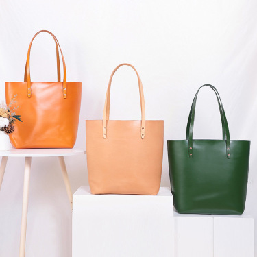New Tote Bag, Vegetable Tanned Leather, Multifunctional Portable Shoulder Bag, Large-Capacity Leather Handbag—3