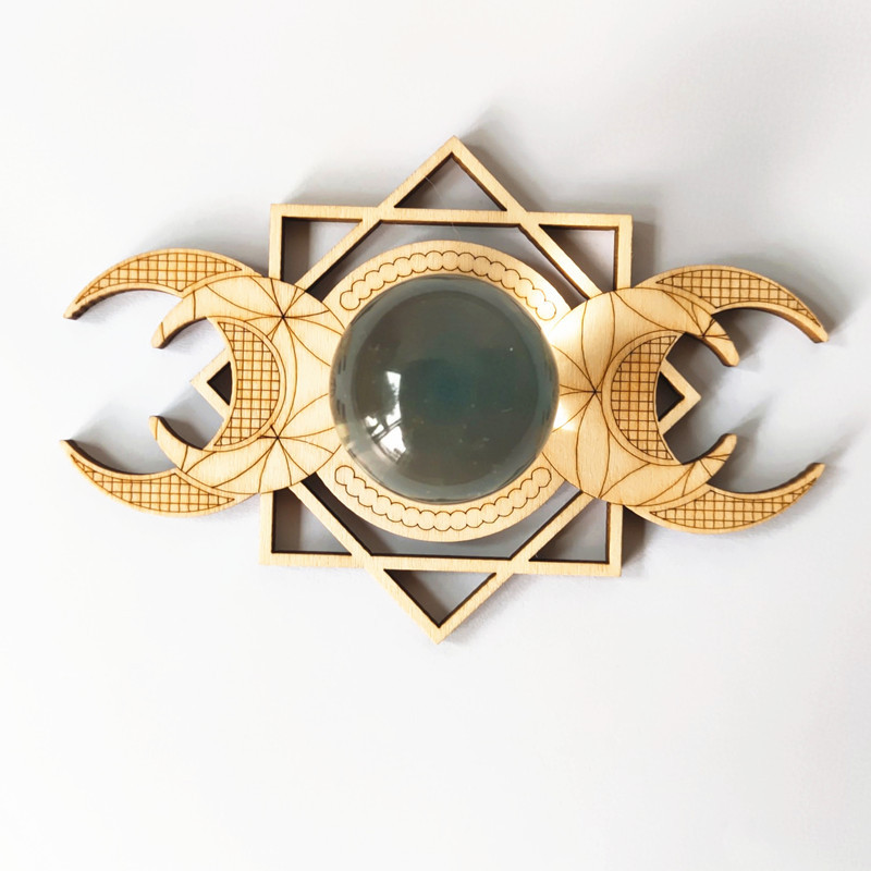 Wooden Grid Purification Crystal Healing Plate Wall Decoration - Image 2