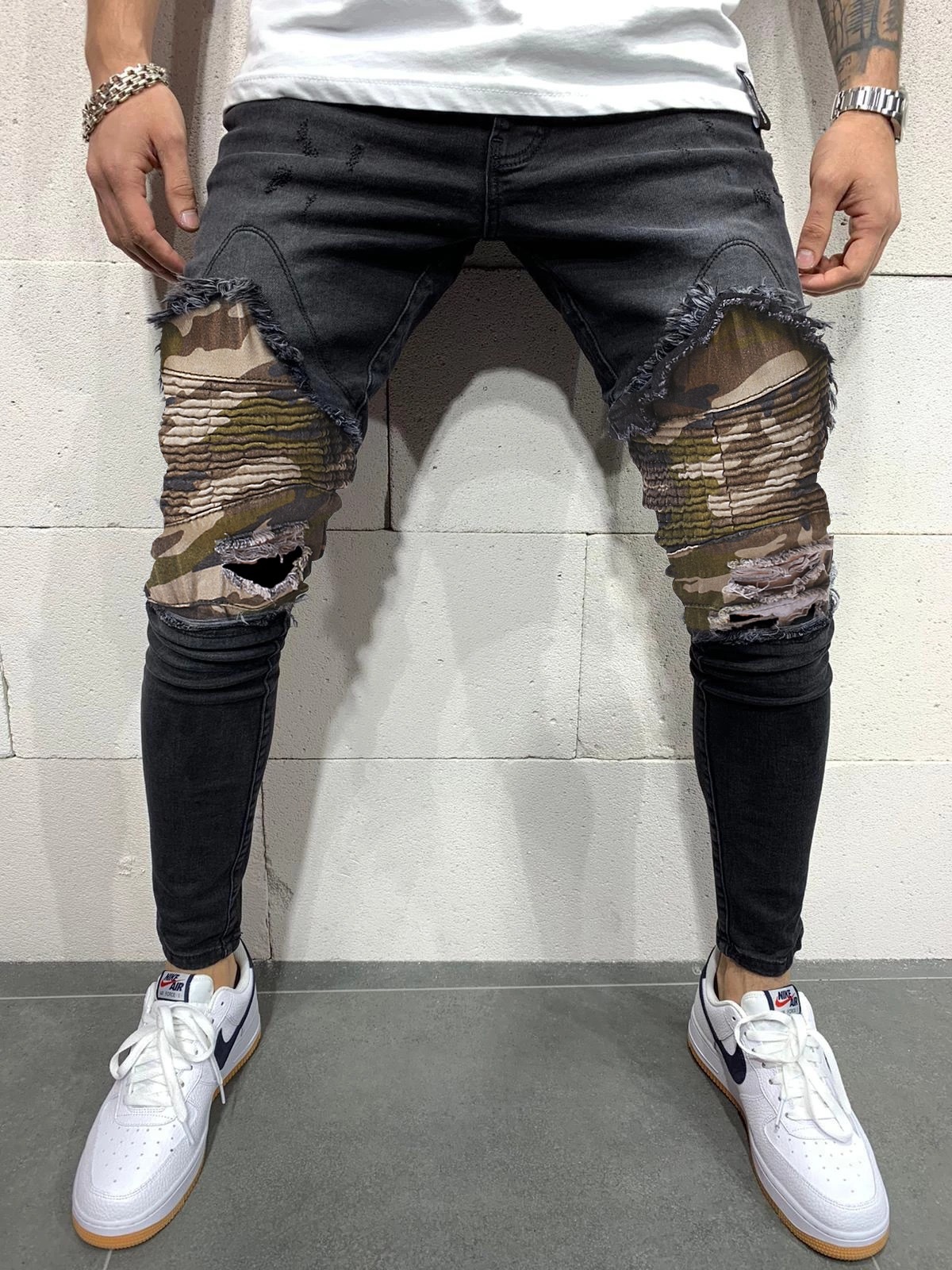 Men s Pleated Camouflage Slim fit Jeans CJdropshipping
