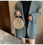 The New Messenger Shoulder Bag Bags Simple Retro Solid Color Ins Small Round Bag