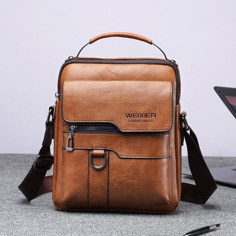 Vintage Leather Vertical Portable Business Casual Leather Bag ...