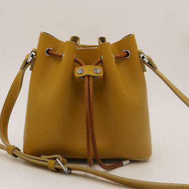 Leather Hand-stitched Bucket Bag—1