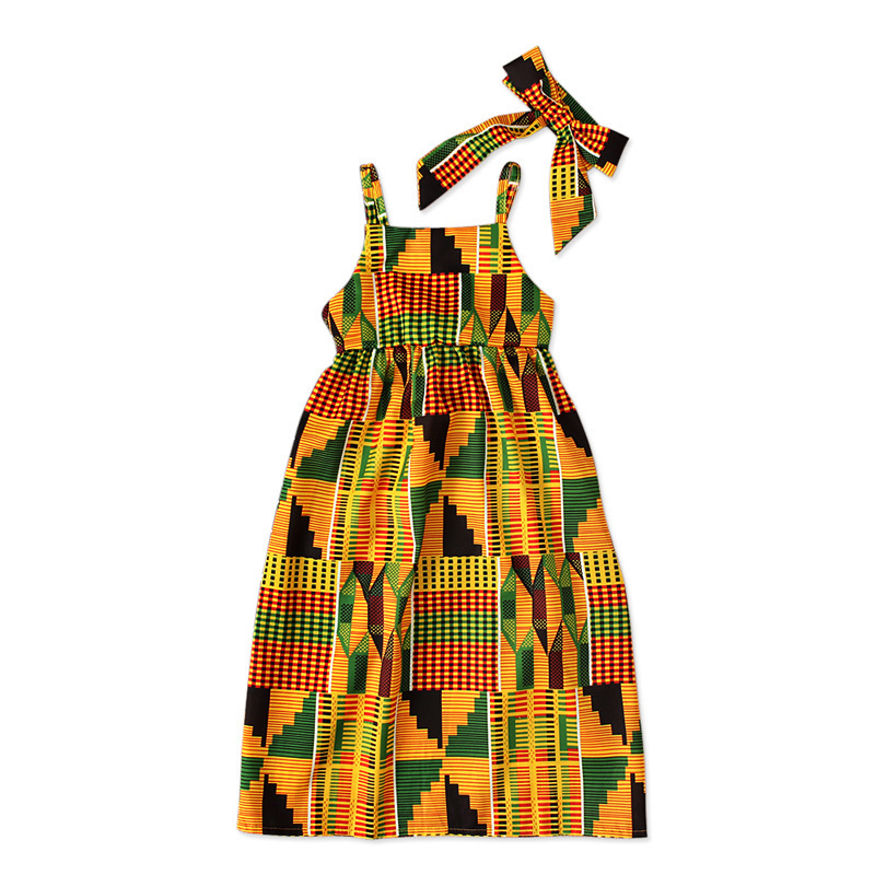 Robe africaine bohème à bretelles pour enfant