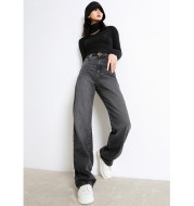 Jeans Women's High Waist Straight Wide Leg Pants Spring New Smoke Gray Loose Draping Mopping Pants