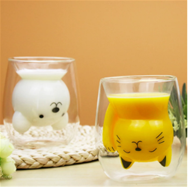 Cat children double walled glass
