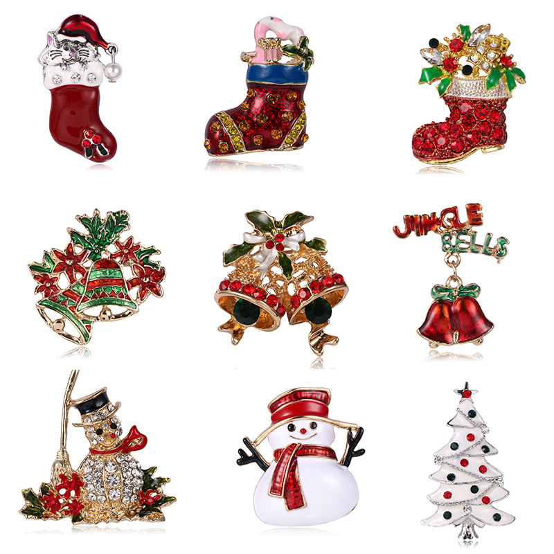 santa claus christmas tree brooch collection of 9 styles