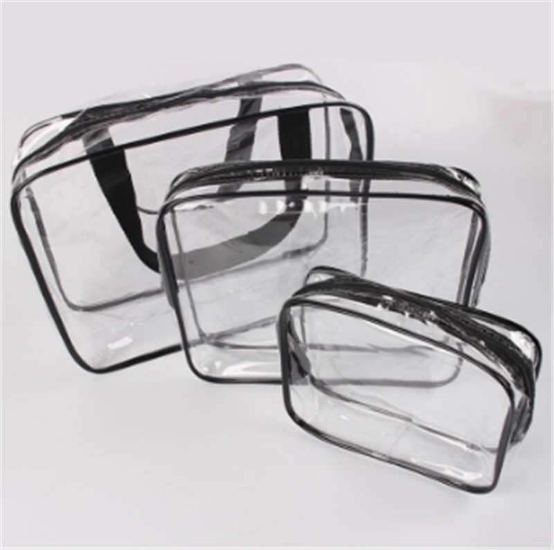 Pvc Transparent Cosmetic Storage Bag Wash Bag Three-piece Set - Picture 6 of 6