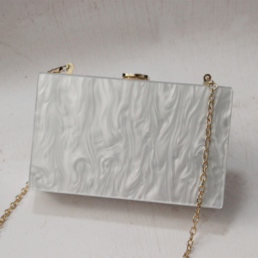 New Ladies Pure Color Pearlescent Acrylic Clutch—2