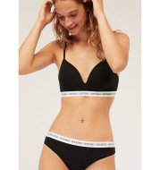 Black Cotton Classic Casual Mid-waist Bag Hip Briefs Briefs Women