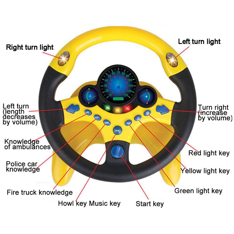 Electric Simulation Steering Wheel Toy with Light Sound Kids Early Education Toy - 61 - Smart and Cool Stuff