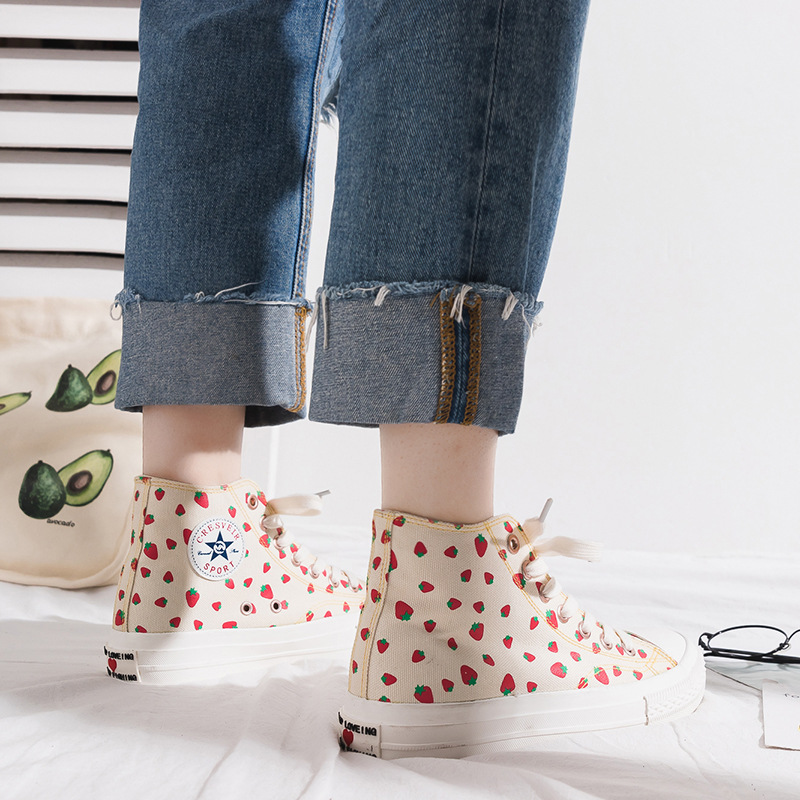 Spring Canvas Strawberry Student Trend Shoes