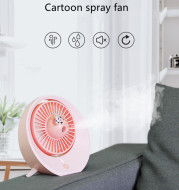 Cartoon Water Mist Fan Spray Mini Fan Spray Humidification Adjustable Angle USB Charging Desktop Fan
