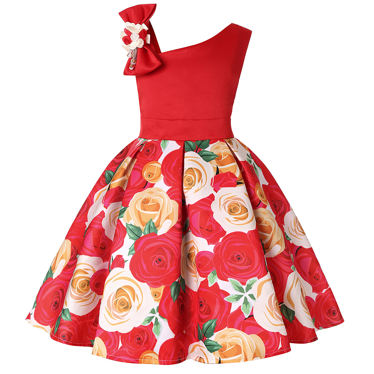 Digital Flower Print Children's Dresses