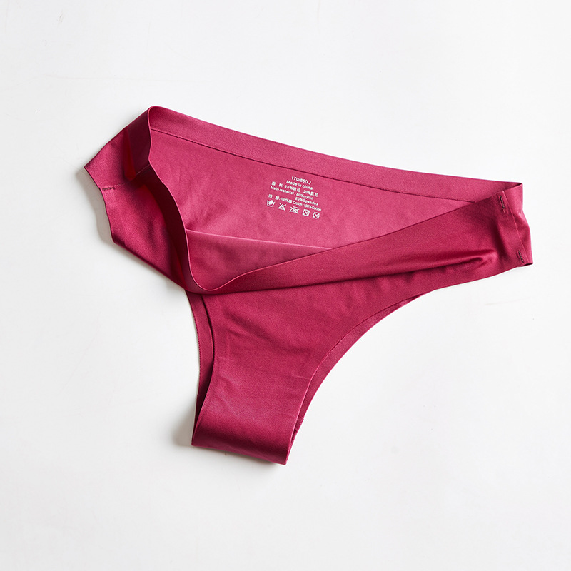 Thong Women's Ice Silk Seamless One-piece Thong Panties red
