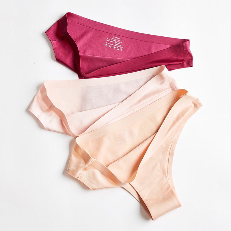 Thong Women's Ice Silk Seamless One-piece Thong Panties skin