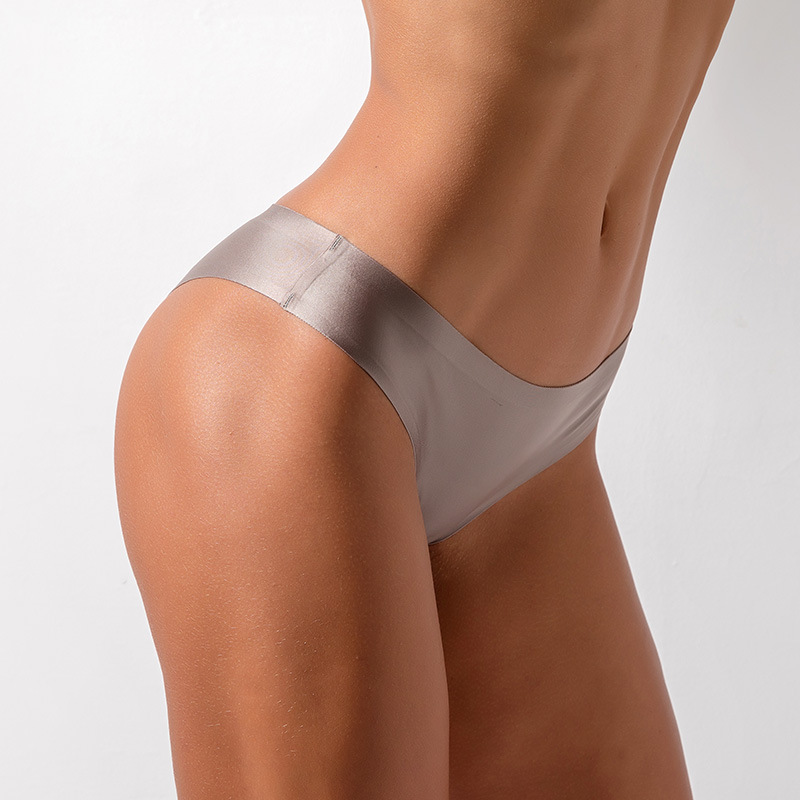 Thong Women's Ice Silk Seamless One-piece Thong Panties silver
