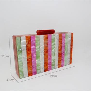 Candy Color Striped Acrylic Dinner Bag European And American Fashion Pearlescent Vertical Stitching Clutch Handbag—1