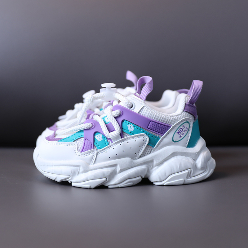 Color: Purple, Shoe size: 28 - Children's Shoes, Girls' Sports Shoes, Lightweight Breathable Boys' Casual Running Shoes