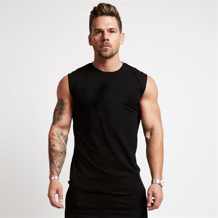 Gym Sleeveless Shirt Cotton Tank Top for Men Sportswear Vest