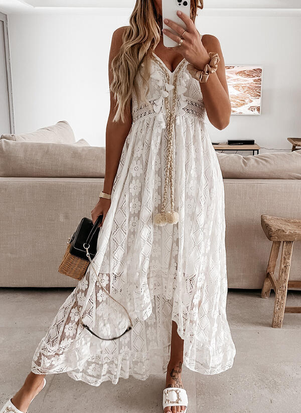 Floral Embroidery Lace Cami Maxi Dress